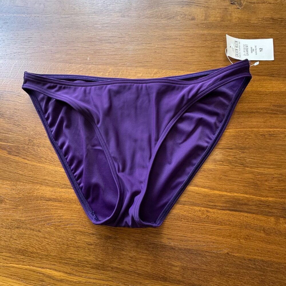 CALVIN KLEIN Tankini Swimsuit Set Womens 12 NEW Purple Two Piece Tank Bikini NWT - Picture 5 of 14